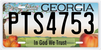 GA license plate PTS4753