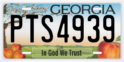 GA license plate PTS4939