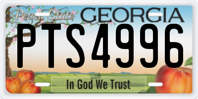 GA license plate PTS4996