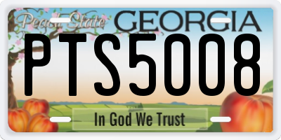 GA license plate PTS5008