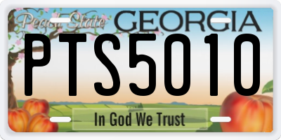 GA license plate PTS5010