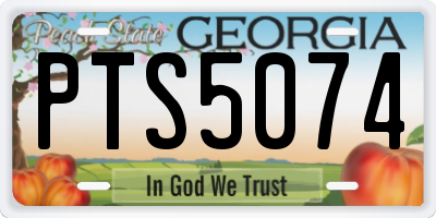 GA license plate PTS5074