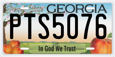 GA license plate PTS5076