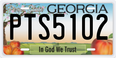GA license plate PTS5102