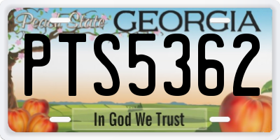 GA license plate PTS5362