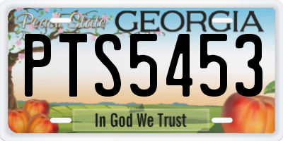 GA license plate PTS5453