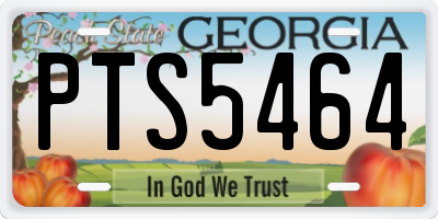 GA license plate PTS5464