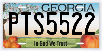 GA license plate PTS5522