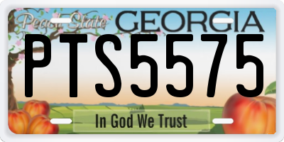 GA license plate PTS5575