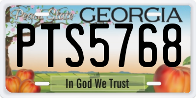 GA license plate PTS5768
