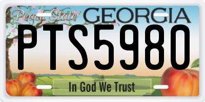 GA license plate PTS5980