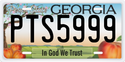 GA license plate PTS5999