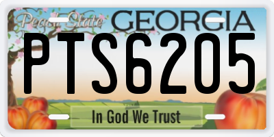 GA license plate PTS6205