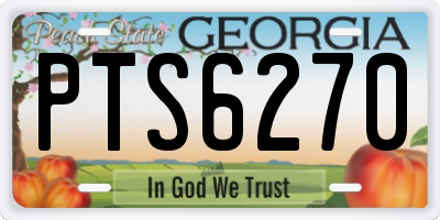 GA license plate PTS6270