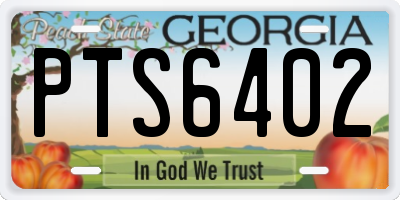 GA license plate PTS6402