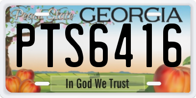 GA license plate PTS6416