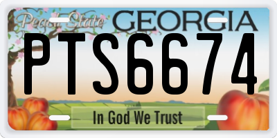 GA license plate PTS6674