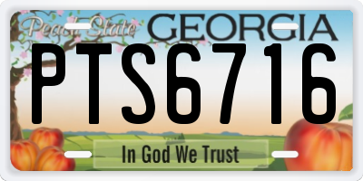 GA license plate PTS6716