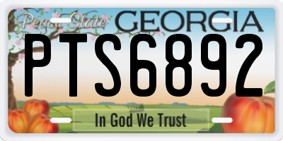 GA license plate PTS6892