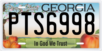 GA license plate PTS6998