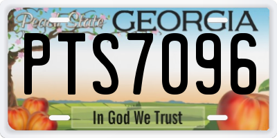 GA license plate PTS7096