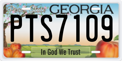 GA license plate PTS7109