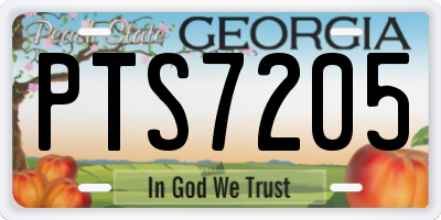 GA license plate PTS7205