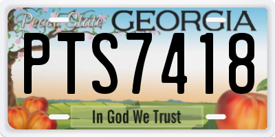GA license plate PTS7418