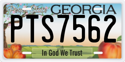 GA license plate PTS7562