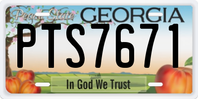 GA license plate PTS7671