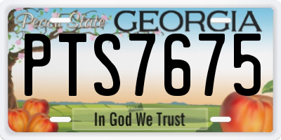 GA license plate PTS7675