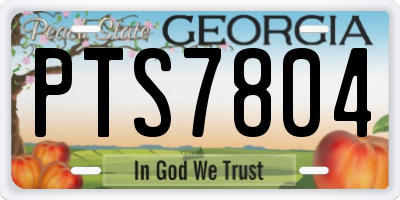 GA license plate PTS7804