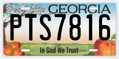 GA license plate PTS7816