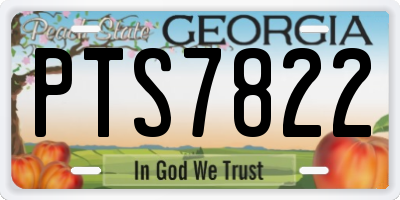 GA license plate PTS7822