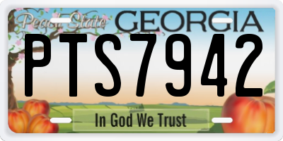 GA license plate PTS7942