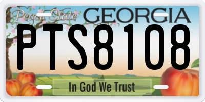 GA license plate PTS8108