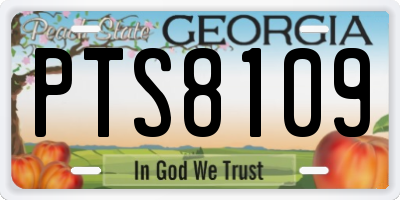 GA license plate PTS8109