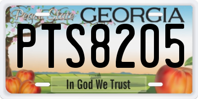 GA license plate PTS8205
