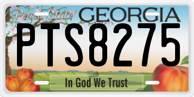 GA license plate PTS8275