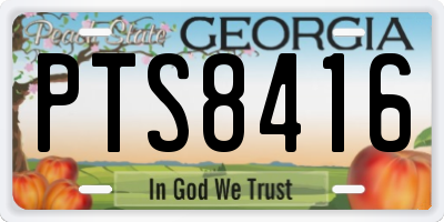 GA license plate PTS8416