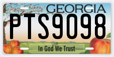 GA license plate PTS9098