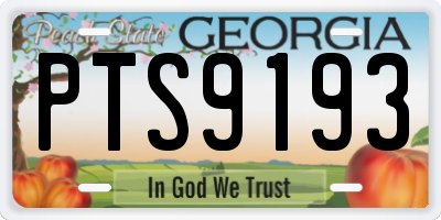 GA license plate PTS9193