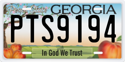 GA license plate PTS9194