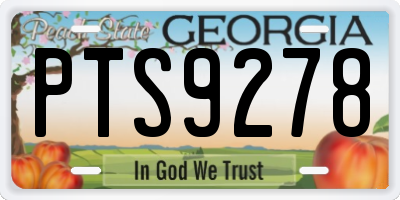 GA license plate PTS9278