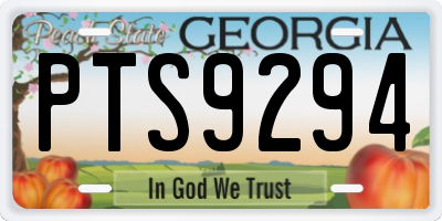 GA license plate PTS9294