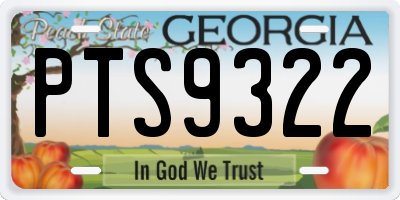 GA license plate PTS9322