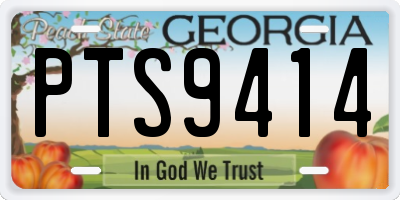 GA license plate PTS9414