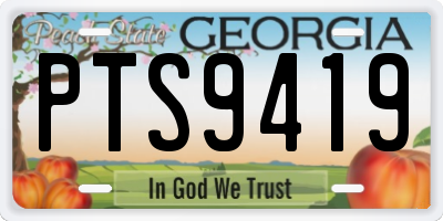 GA license plate PTS9419