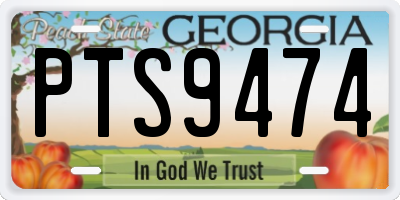 GA license plate PTS9474