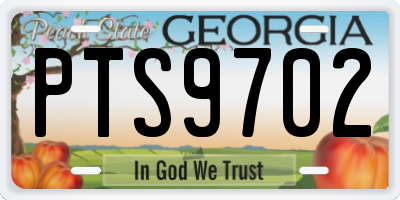 GA license plate PTS9702